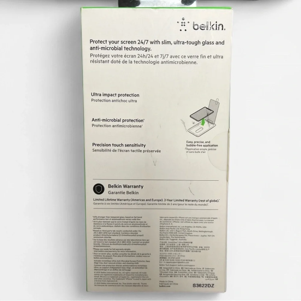 Belkin InvisiGlass Screen Protector with Anti-Microbial, iPhone XS/11 Pro Max